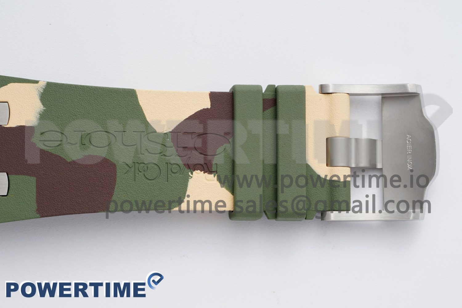 Royal Oak Offshore 44mm SS Green Ceramic Bezel APF 1:1 Best Edition Cream Dial on Camo Rubber Strap A3126 - Image 14