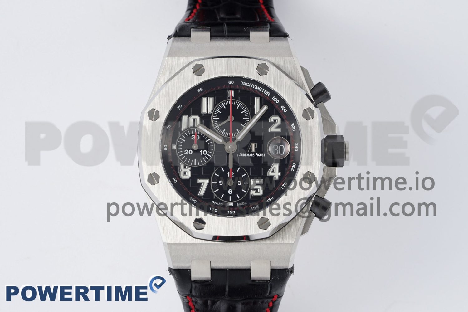 Royal Oak Offshore 42mm SS APF 1:1 Best Edition Black Dial on Black Leather Strap A3126 - Image 1