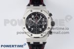 Royal Oak Offshore 42mm SS APF 1:1 Best Edition Black Dial on Black Leather Strap A3126