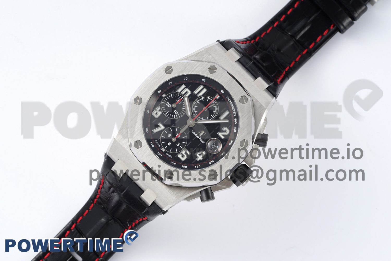 Royal Oak Offshore 42mm SS APF 1:1 Best Edition Black Dial on Black Leather Strap A3126 - Image 2