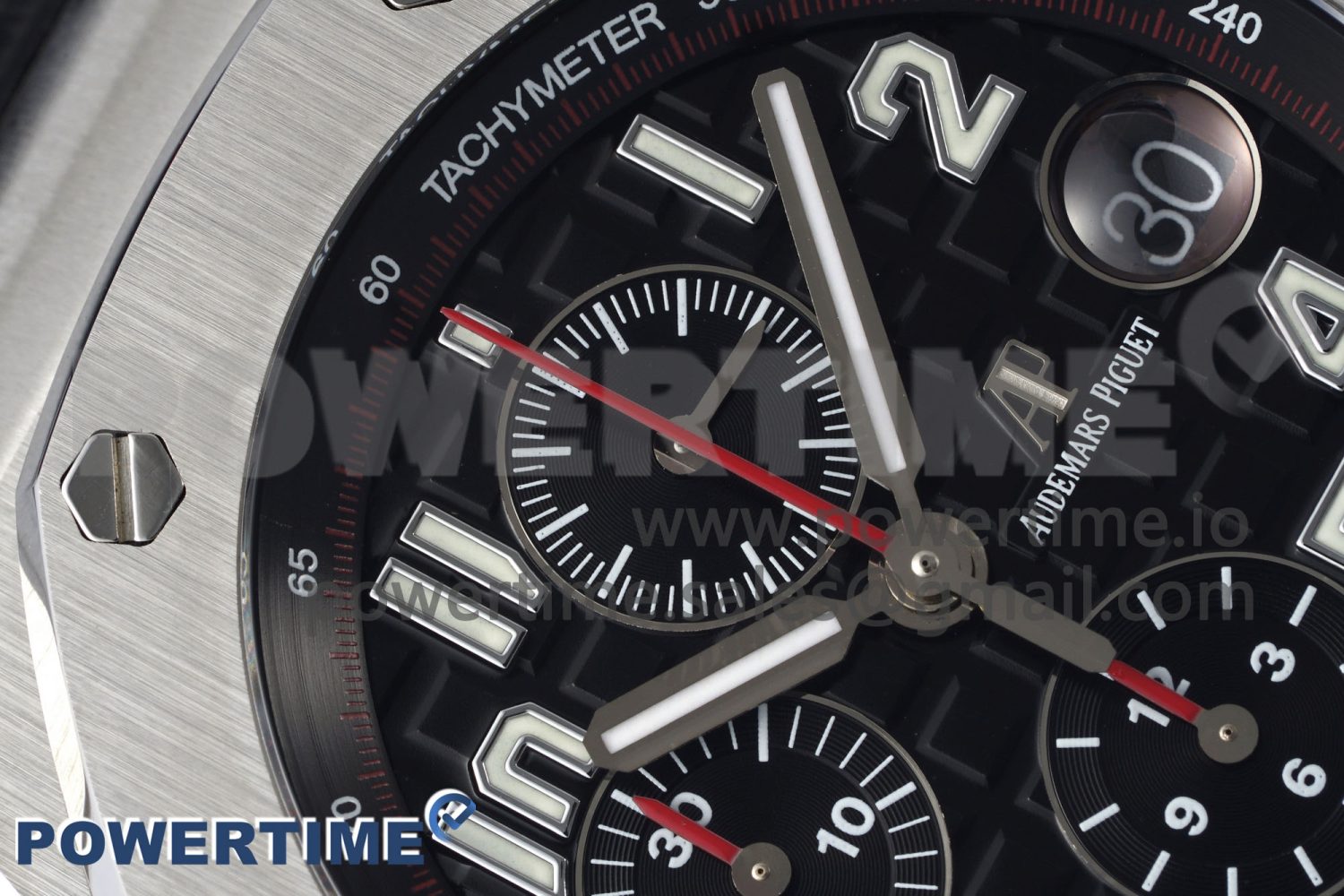 Royal Oak Offshore 42mm SS APF 1:1 Best Edition Black Dial on Black Leather Strap A3126 - Image 4