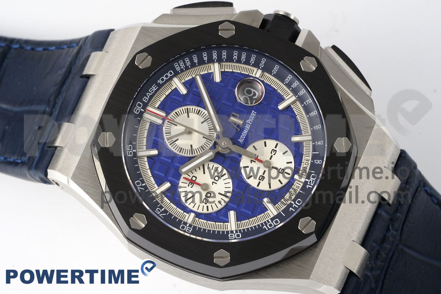 Royal Oak Offshore 44mm Black Ceramic Bezel APF 1:1 Best Edition Blue Dial on Black Rubber Strap A3126 V2 - Image 3