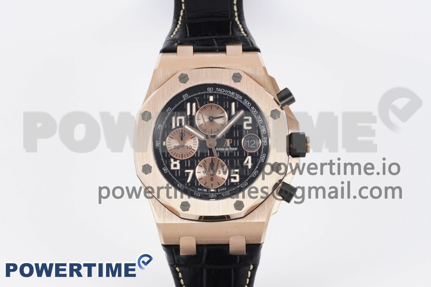 Royal Oak Offshore 42mm RG Bezel APF 1:1 Best Edition Black/RG Dial on Black Leather Strap A3126 - Image 1