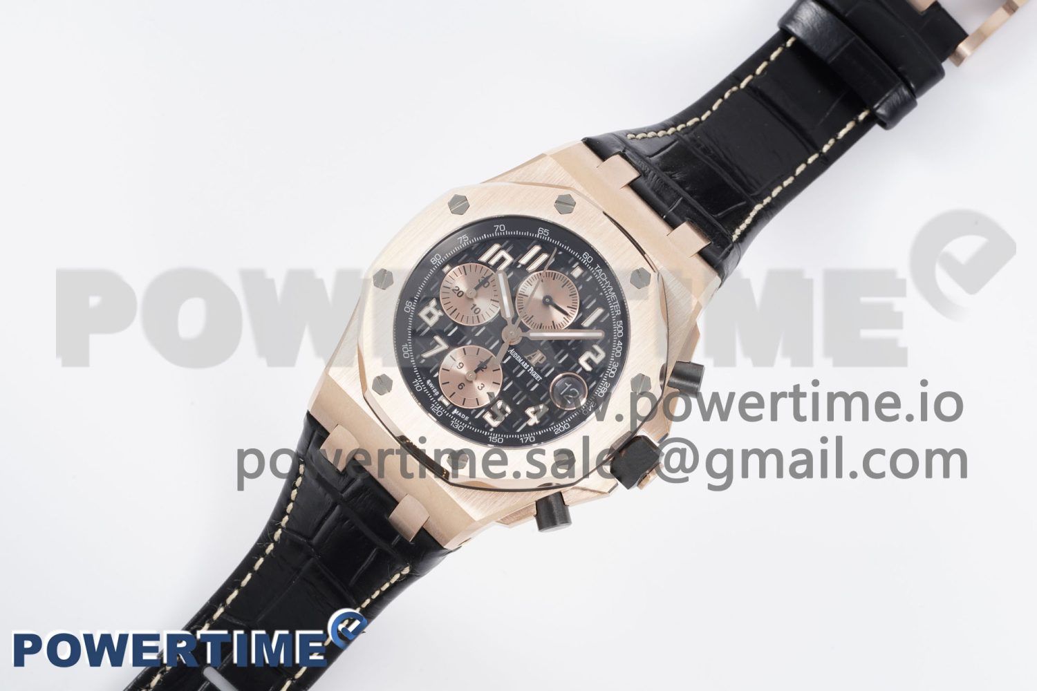 Royal Oak Offshore 42mm RG Bezel APF 1:1 Best Edition Black/RG Dial on Black Leather Strap A3126 - Image 2