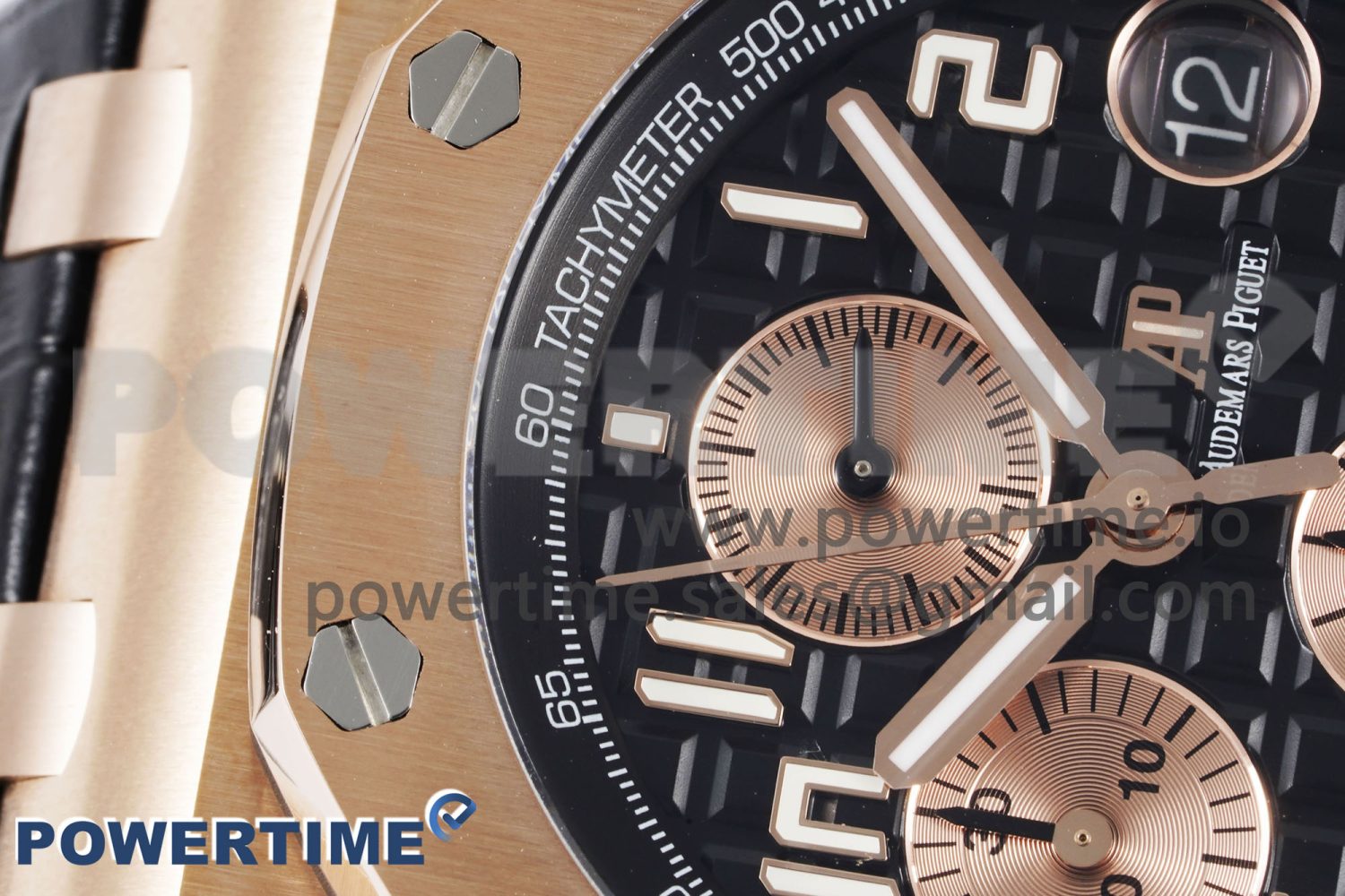 Royal Oak Offshore 42mm RG Bezel APF 1:1 Best Edition Black/RG Dial on Black Leather Strap A3126 - Image 4