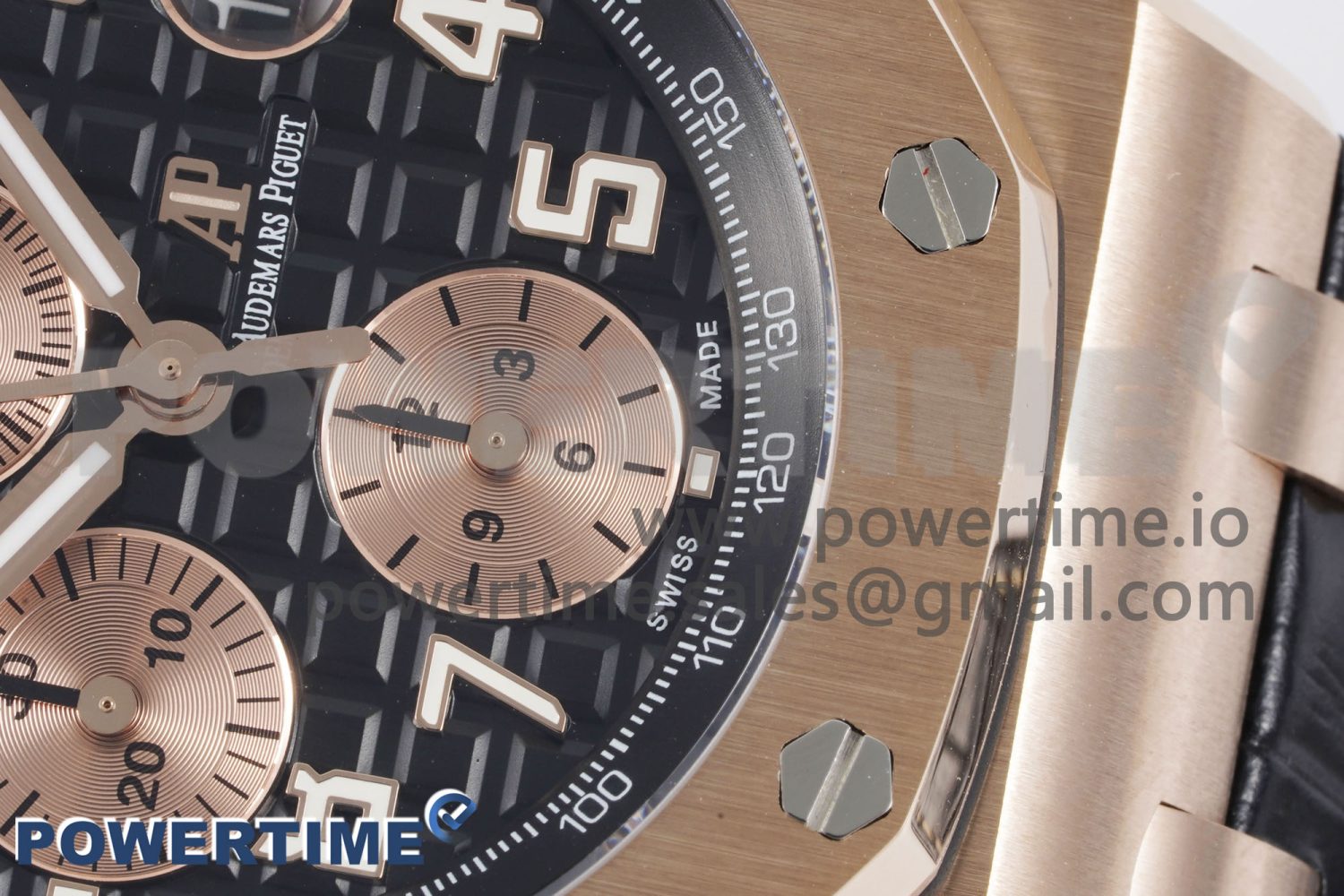 Royal Oak Offshore 42mm RG Bezel APF 1:1 Best Edition Black/RG Dial on Black Leather Strap A3126 - Image 5