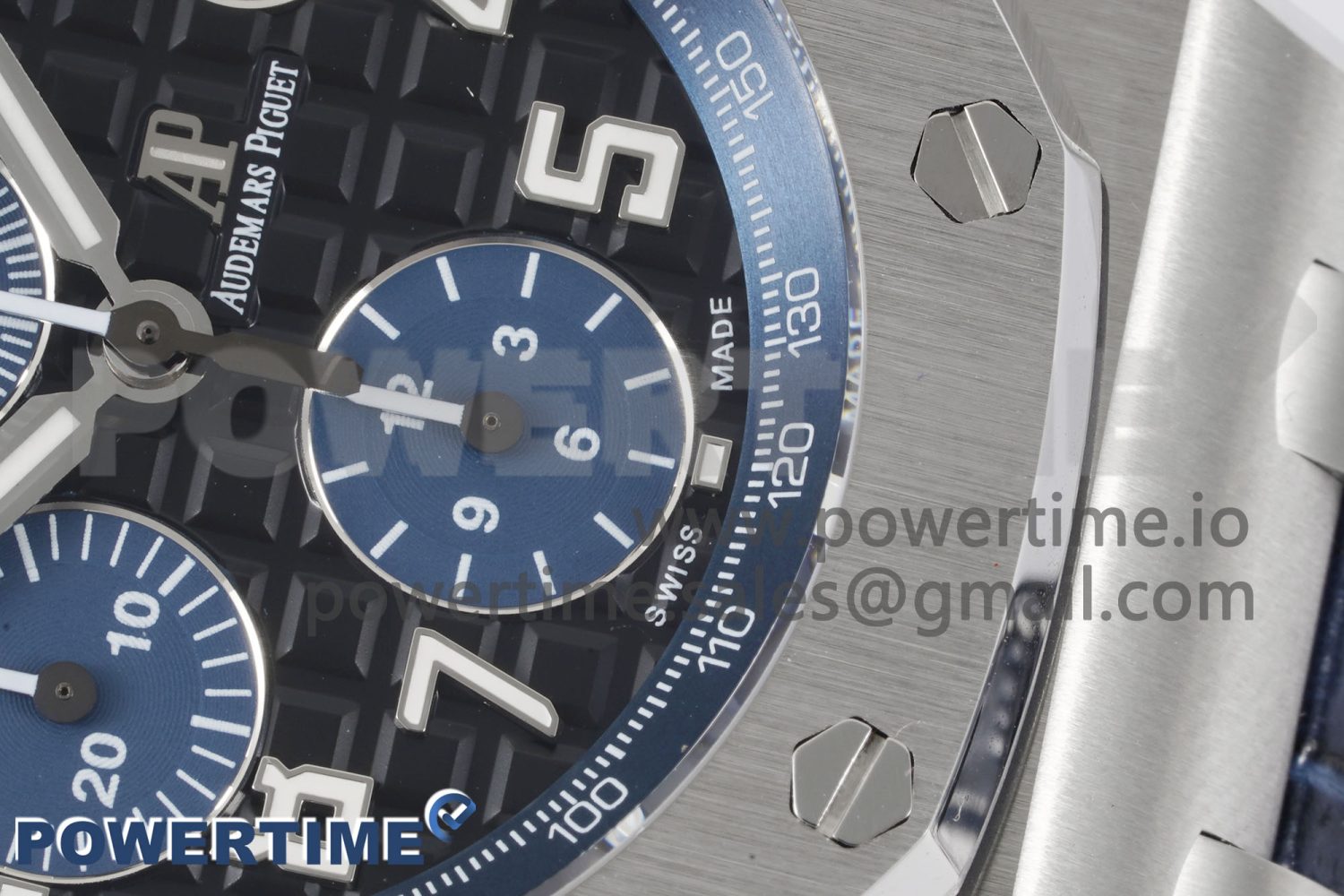 Royal Oak Offshore 42mm SS APF 1:1 Best Edition Black/Blue Dial on Blue Leather Strap A3126 - Image 5