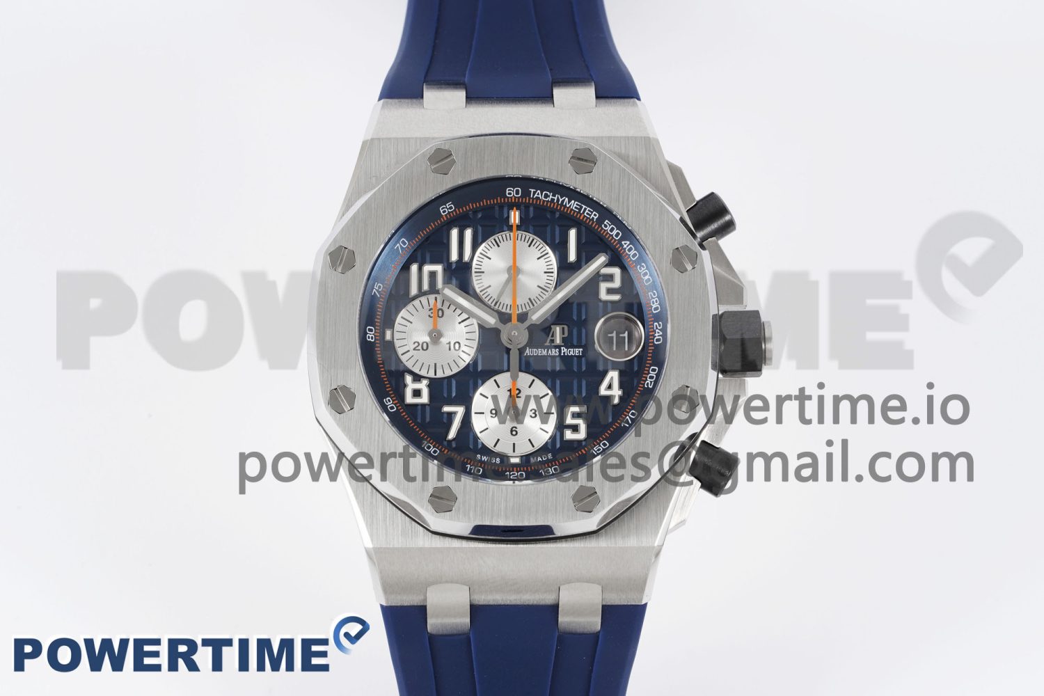 Royal Oak Offshore 42mm SS APF 1:1 Best Edition Blue/Silver Dial on Blue Rubber Strap A3126 - Image 1