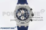 Royal Oak Offshore 42mm SS APF 1:1 Best Edition Blue/Silver Dial on Blue Rubber Strap A3126