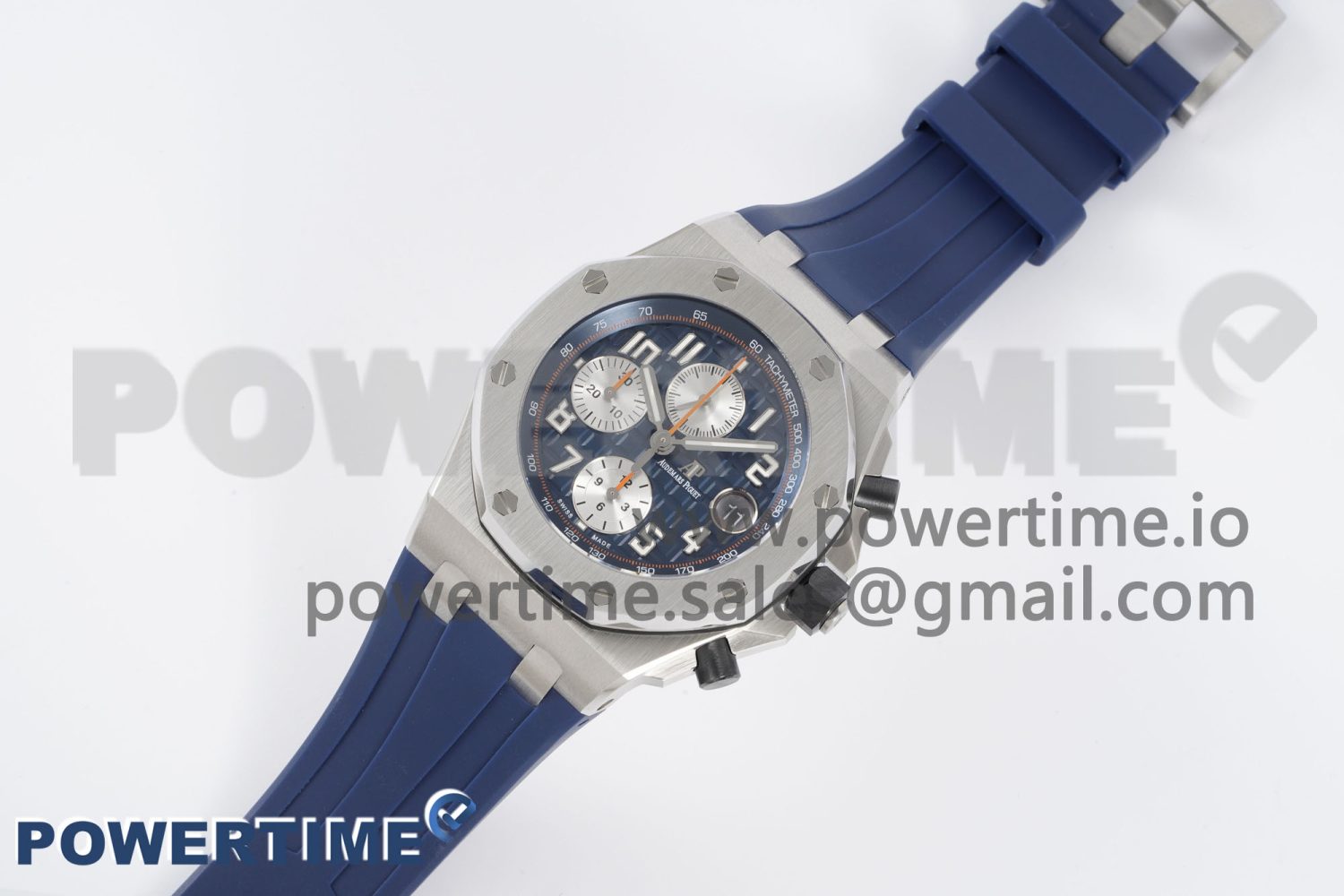 Royal Oak Offshore 42mm SS APF 1:1 Best Edition Blue/Silver Dial on Blue Rubber Strap A3126 - Image 2