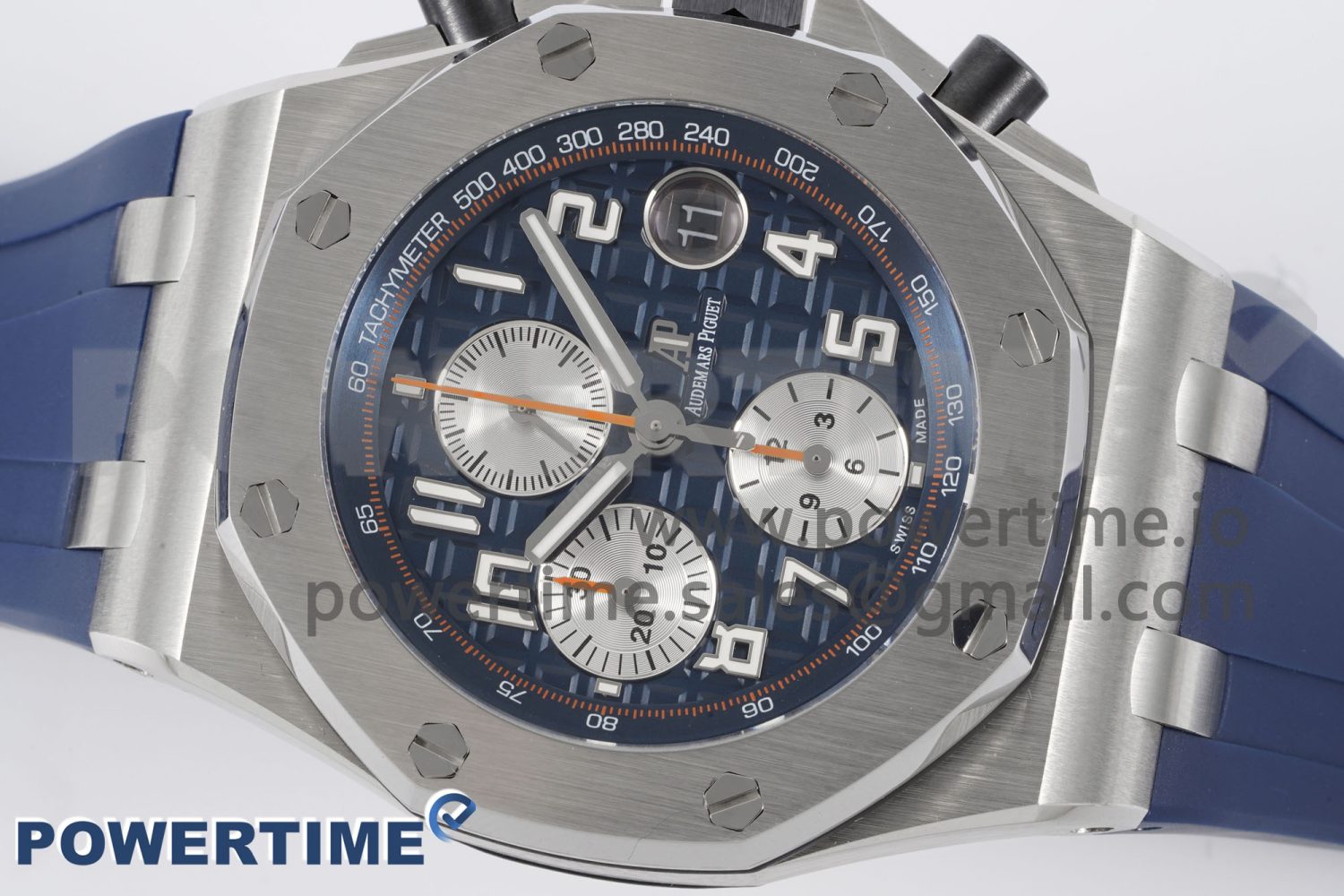 Royal Oak Offshore 42mm SS APF 1:1 Best Edition Blue/Silver Dial on Blue Rubber Strap A3126 - Image 3