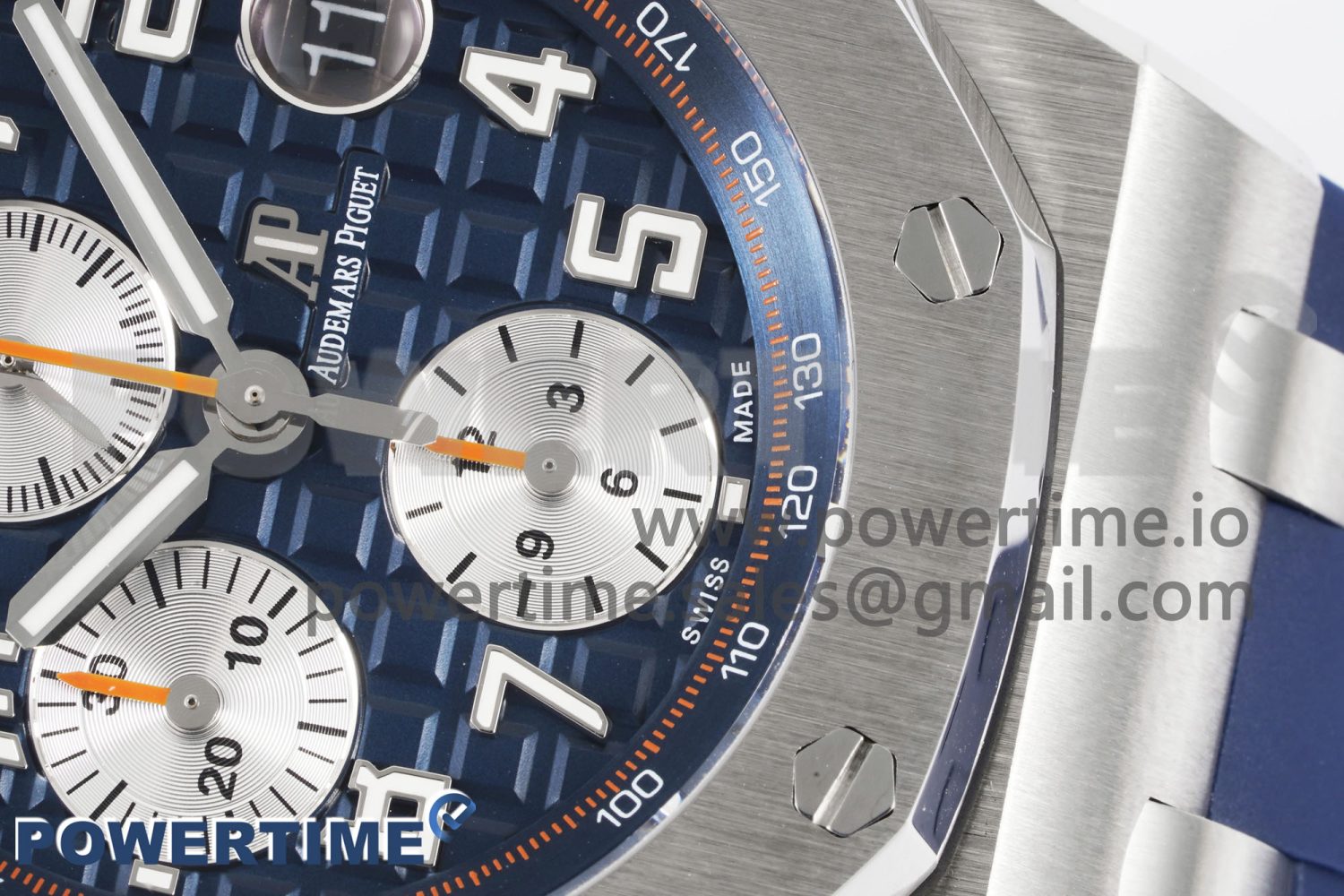 Royal Oak Offshore 42mm SS APF 1:1 Best Edition Blue/Silver Dial on Blue Rubber Strap A3126 - Image 5