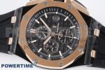 Royal Oak Offshore 44mm Forged Carbon RG Bezel APF 1:1 Best Edition Black Dial on Rubber Strap A3126 V2 - Image 3