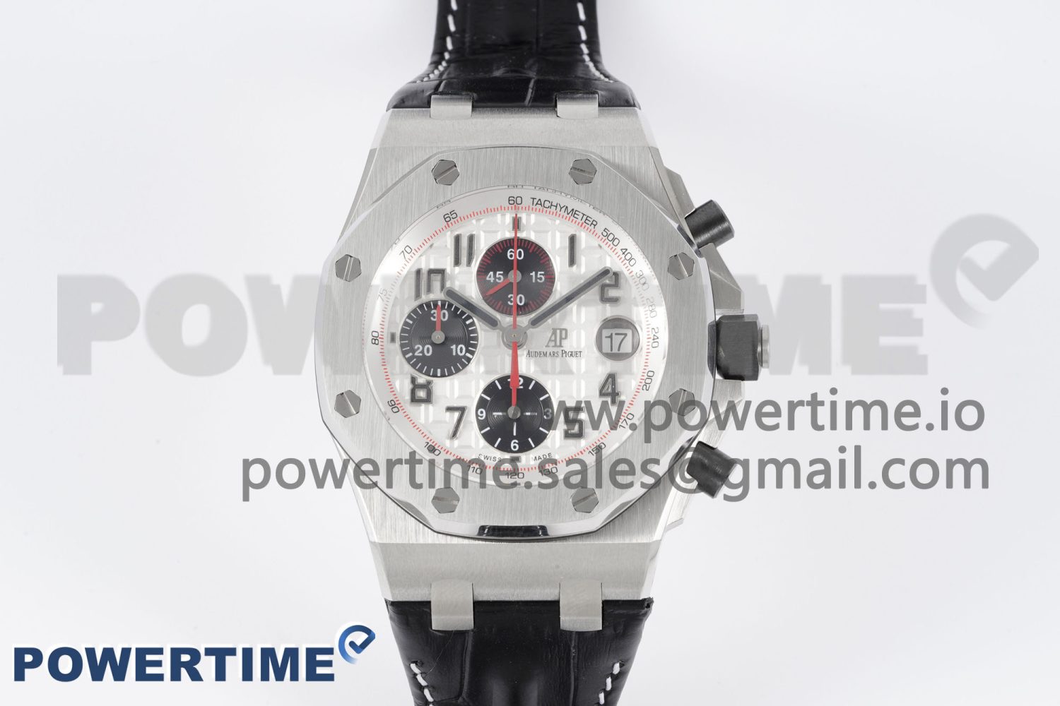 Royal Oak Offshore 42mm SS APF 1:1 Best Edition White/Black Dial on Black Leather Strap A7750 - Image 1
