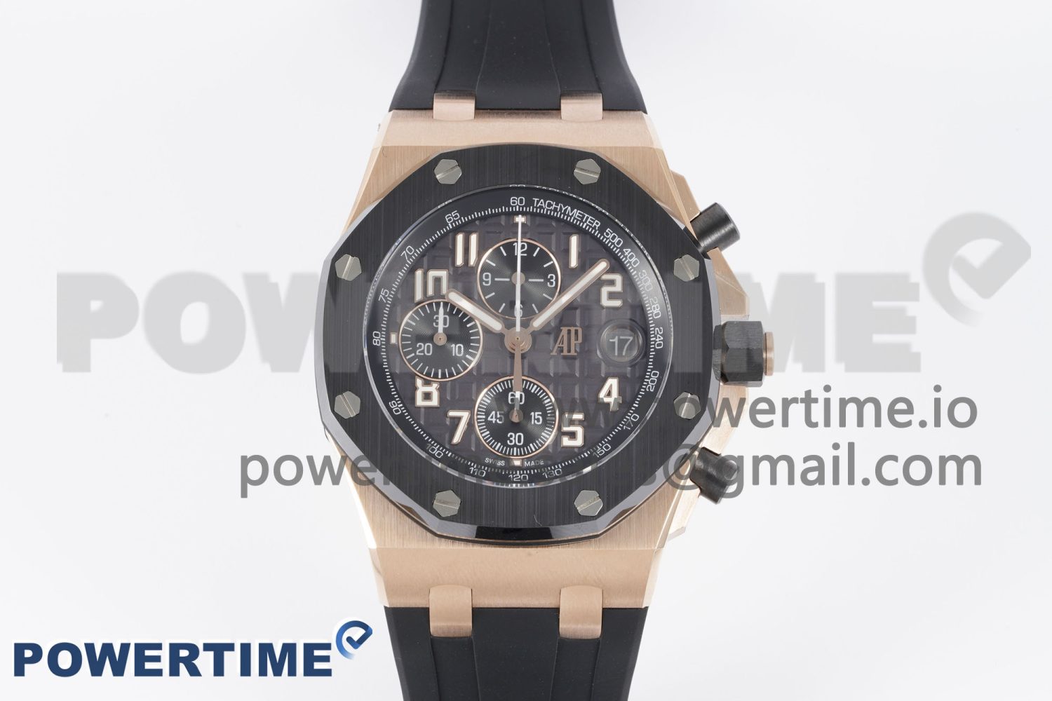 Royal Oak Offshore 42mm RG Black Ceramic Bezel APF 1:1 Best Edition Black Dial on Black Rubber Strap A3126 - Image 1