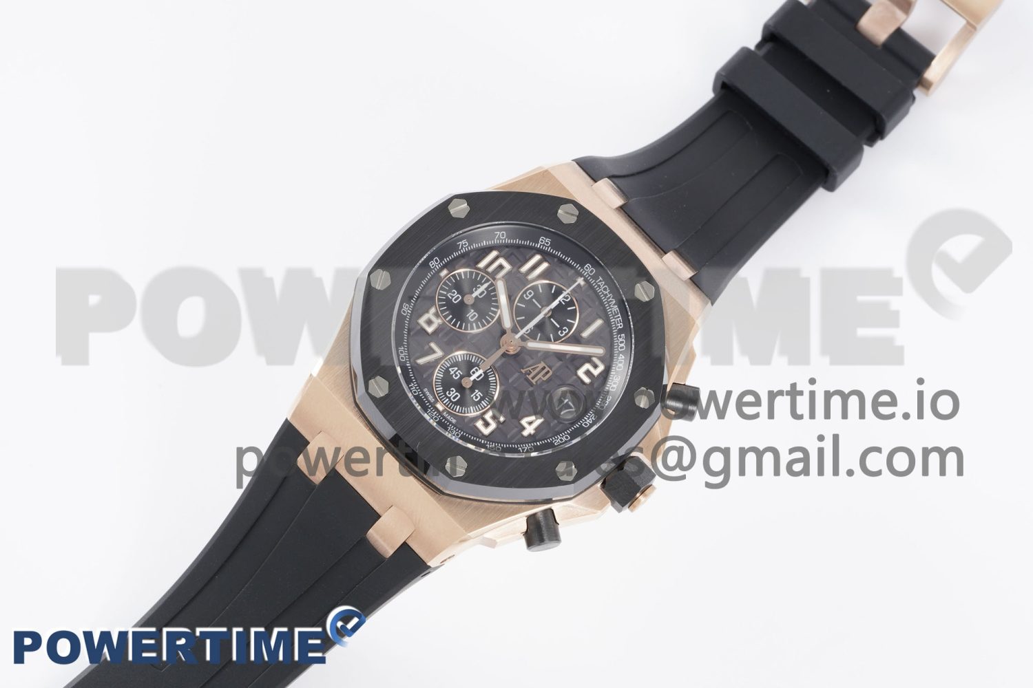 Royal Oak Offshore 42mm RG Black Ceramic Bezel APF 1:1 Best Edition Black Dial on Black Rubber Strap A3126 - Image 2