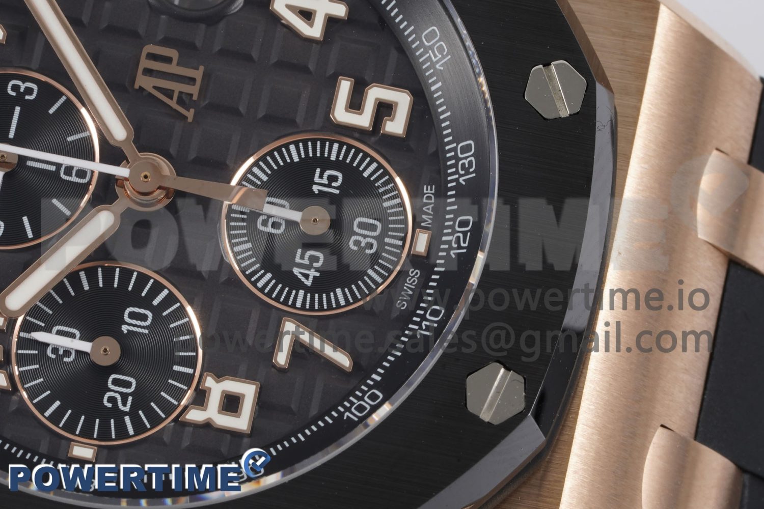 Royal Oak Offshore 42mm RG Black Ceramic Bezel APF 1:1 Best Edition Black Dial on Black Rubber Strap A3126 - Image 5