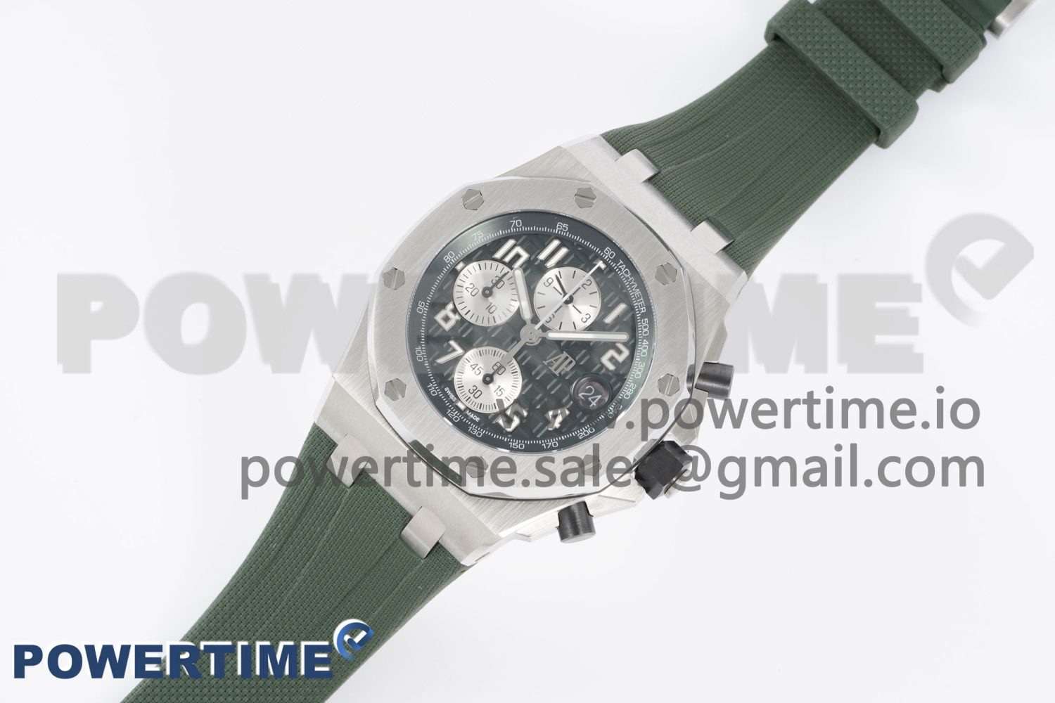 Royal Oak Offshore 42mm SS APF 1:1 Best Edition Green Dial on Green Rubber Strap A4404 - Image 2