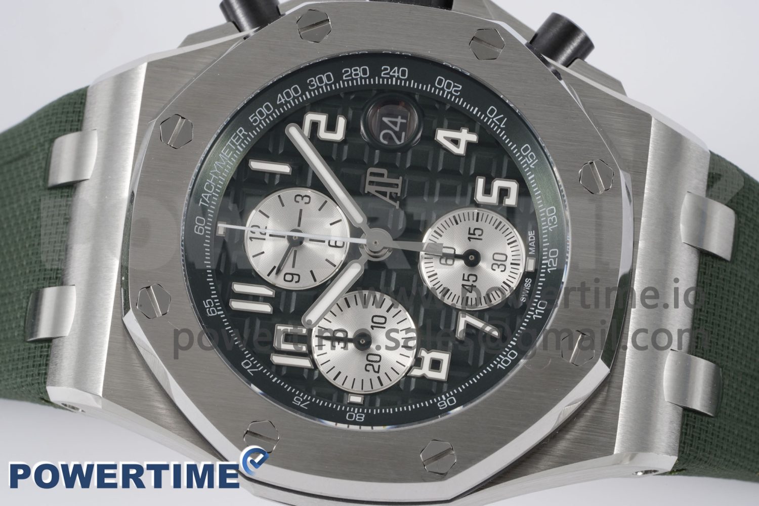 Royal Oak Offshore 42mm SS APF 1:1 Best Edition Green Dial on Green Rubber Strap A4404 - Image 3