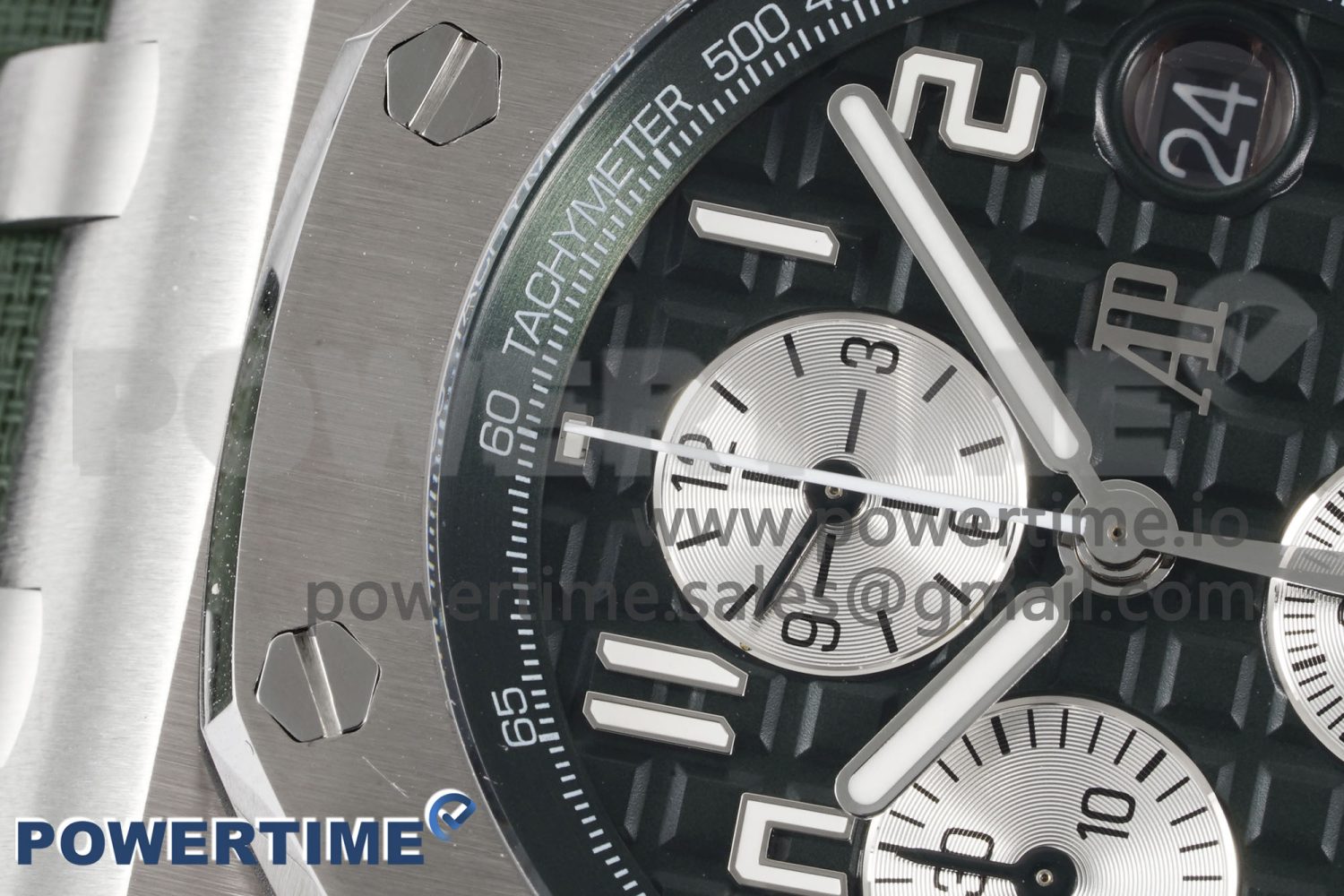 Royal Oak Offshore 42mm SS APF 1:1 Best Edition Green Dial on Green Rubber Strap A4404 - Image 4