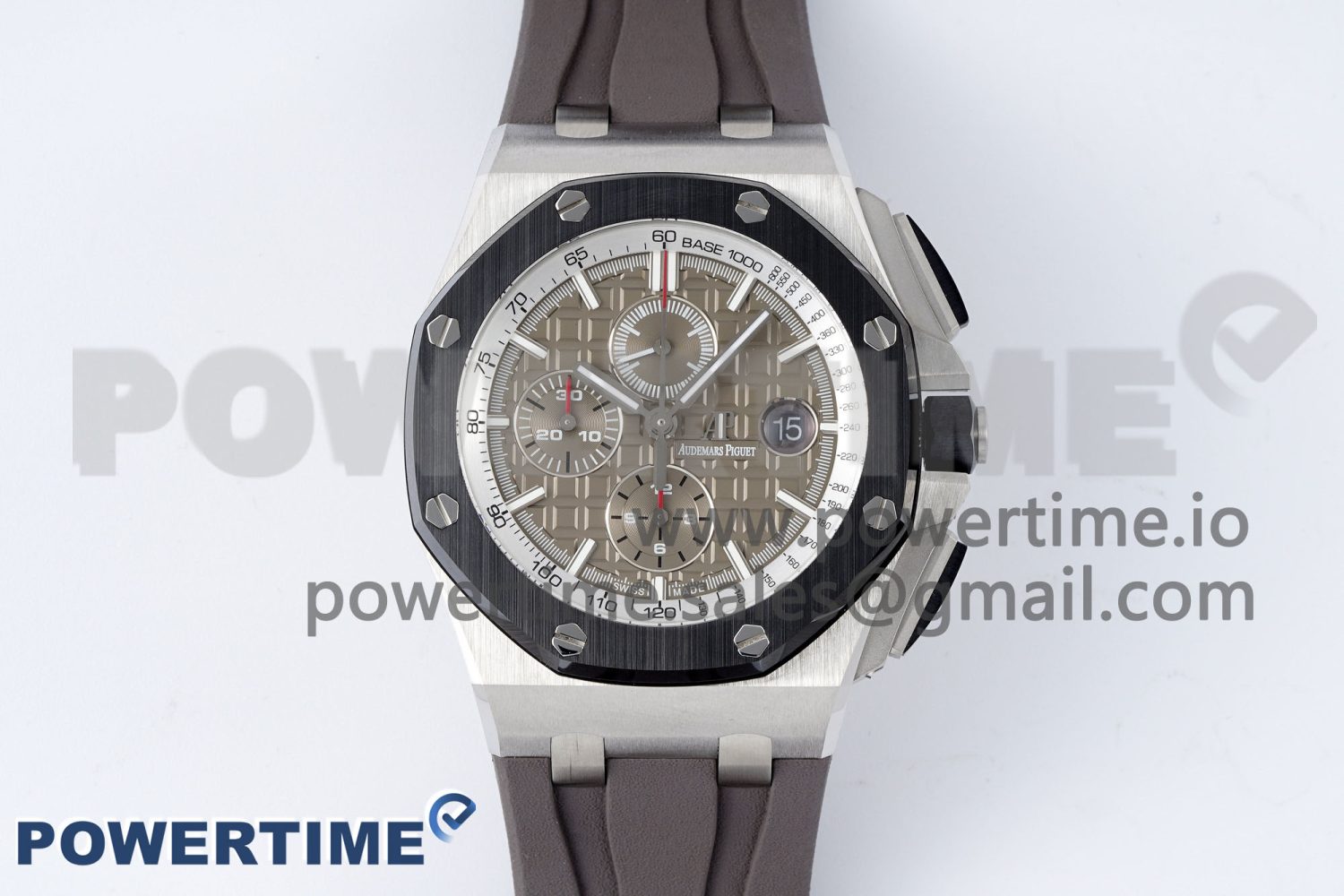 Royal Oak Offshore 44mm SS Black Ceramic Bezel APF 1:1 Best Edition Gray Dial on Gray Rubber Strap A3126 - Image 1
