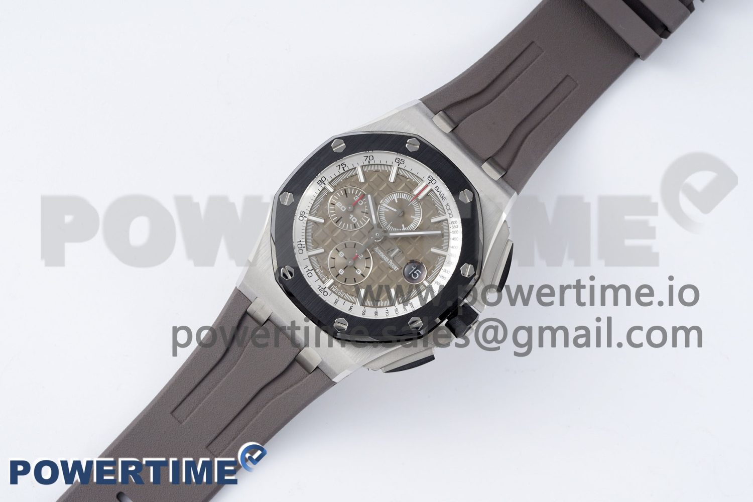 Royal Oak Offshore 44mm SS Black Ceramic Bezel APF 1:1 Best Edition Gray Dial on Gray Rubber Strap A3126 - Image 2