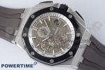 Royal Oak Offshore 44mm SS Black Ceramic Bezel APF 1:1 Best Edition Gray Dial on Gray Rubber Strap A3126 - Image 3
