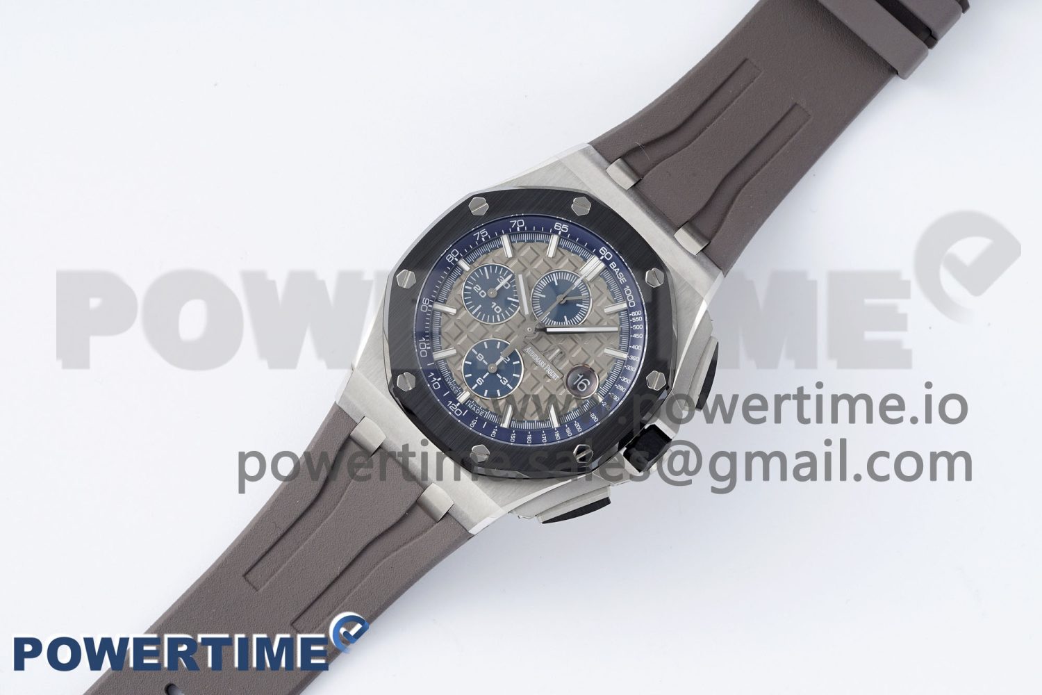 Royal Oak Offshore 44mm SS Black Ceramic Bezel APF 1:1 Best Edition Gray/Blue Dial on Gray Rubber Strap A3126 - Image 2
