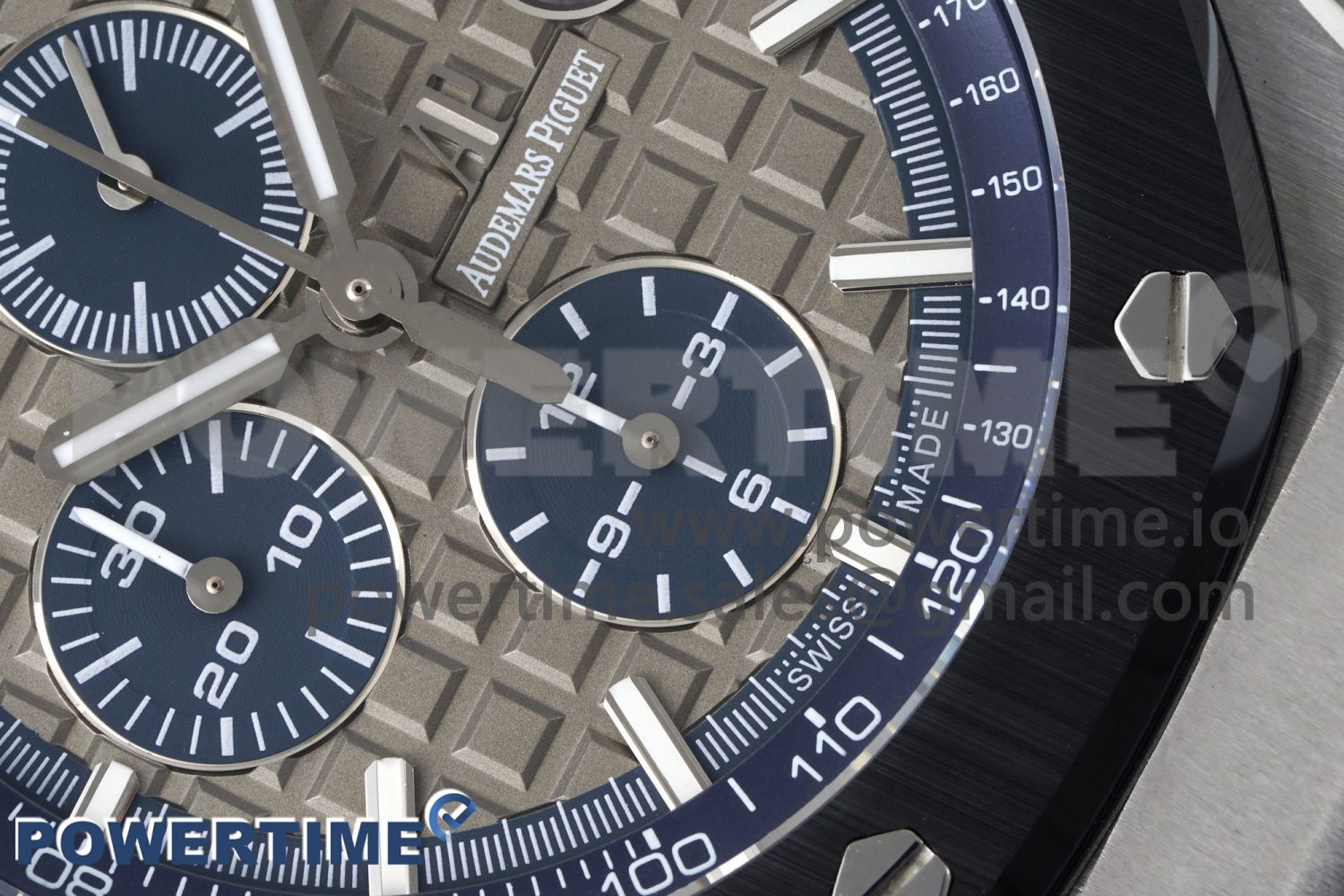 Royal Oak Offshore 44mm SS Black Ceramic Bezel APF 1:1 Best Edition Gray/Blue Dial on Gray Rubber Strap A3126 - Image 5