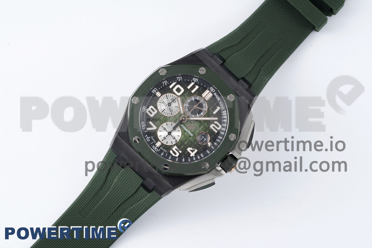 Royal Oak Offshore 2020 44mm APF 1:1 Best Edition Green Ceramic Bezel on Rubber Strap A3126 - Image 2