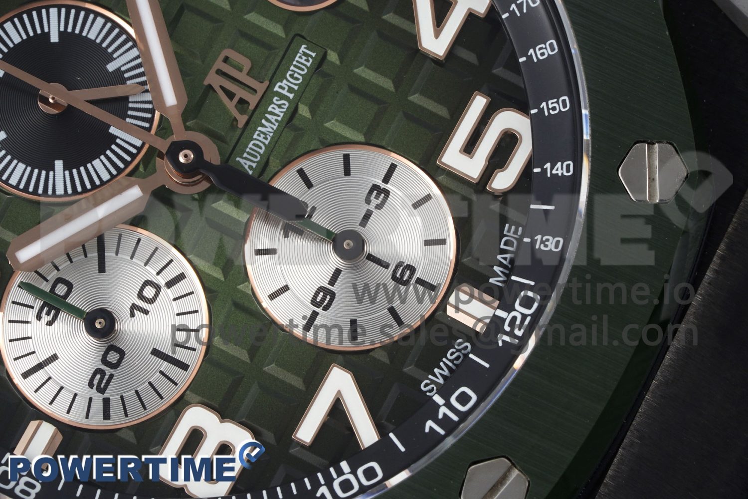 Royal Oak Offshore 2020 44mm APF 1:1 Best Edition Green Ceramic Bezel on Rubber Strap A3126 - Image 5