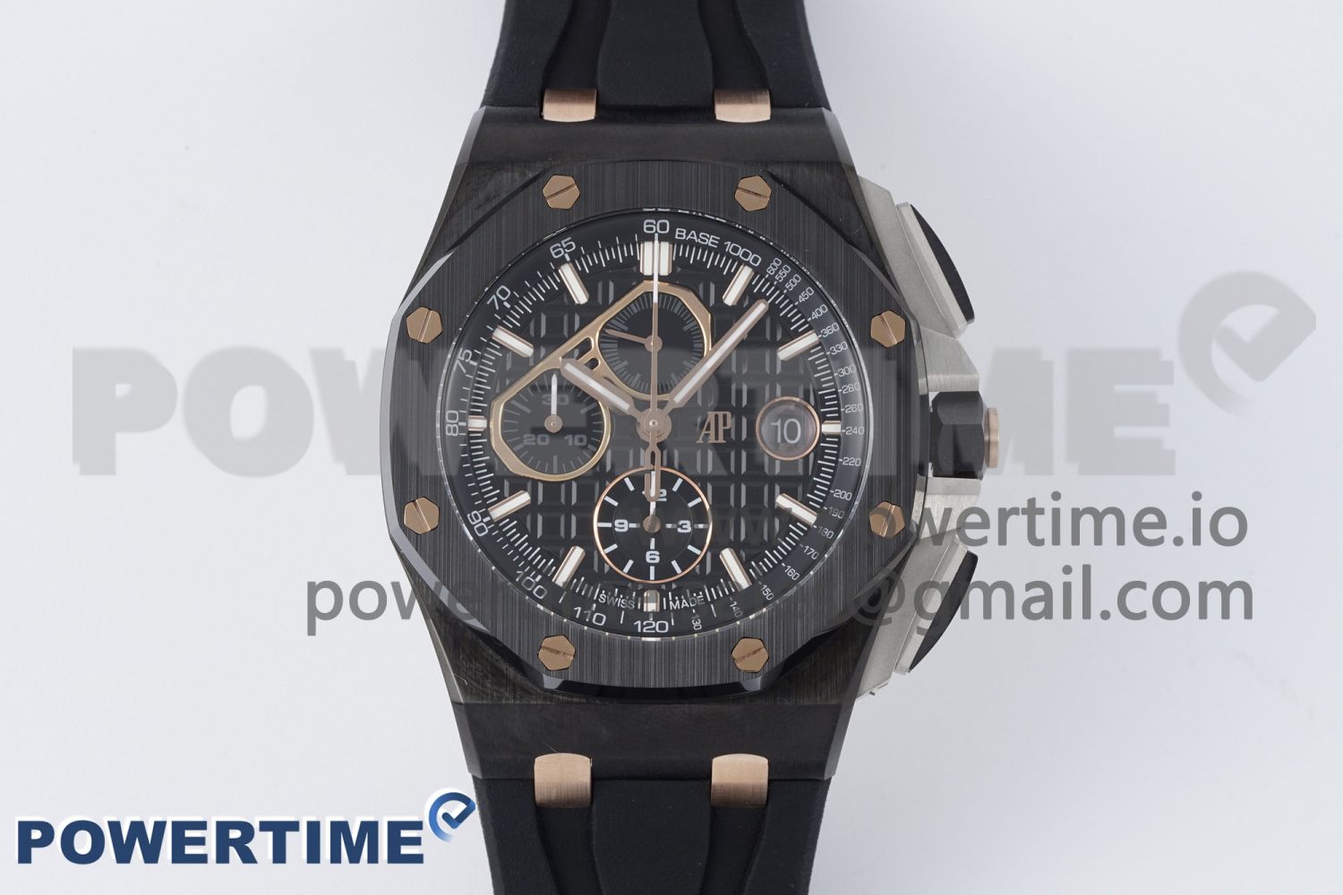 Royal Oak Offshore 44mm Real Ceramic APF 1:1 Best Edition Black Dial RG Markers on Rubber Strap A3126 - Image 1
