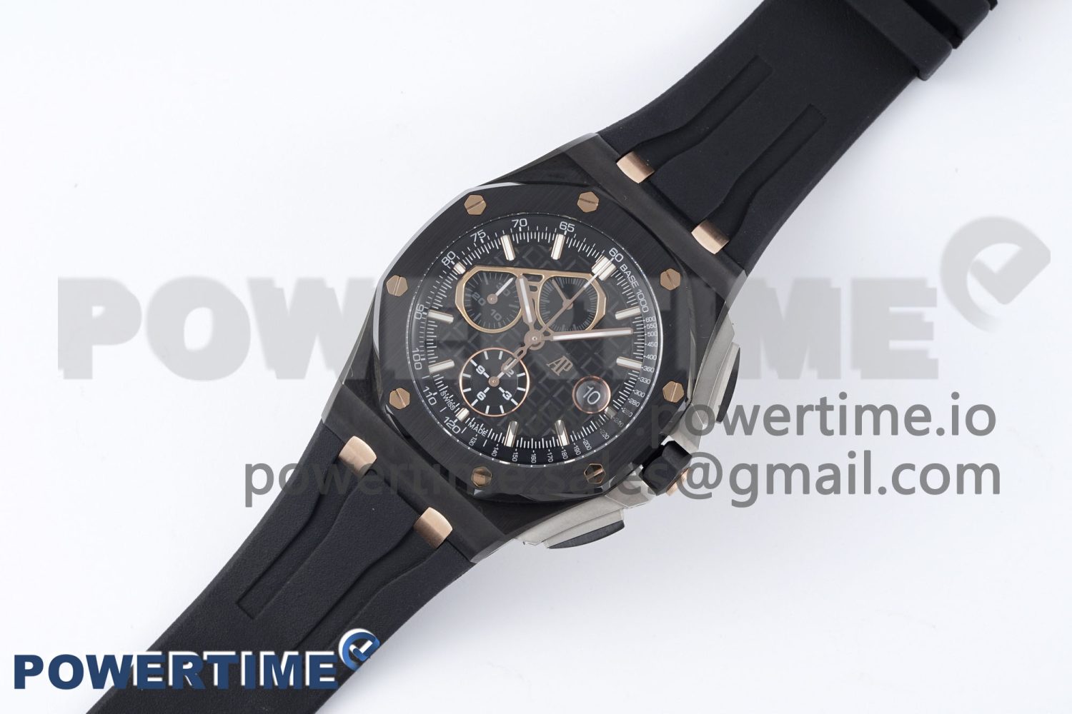 Royal Oak Offshore 44mm Real Ceramic APF 1:1 Best Edition Black Dial RG Markers on Rubber Strap A3126 - Image 2