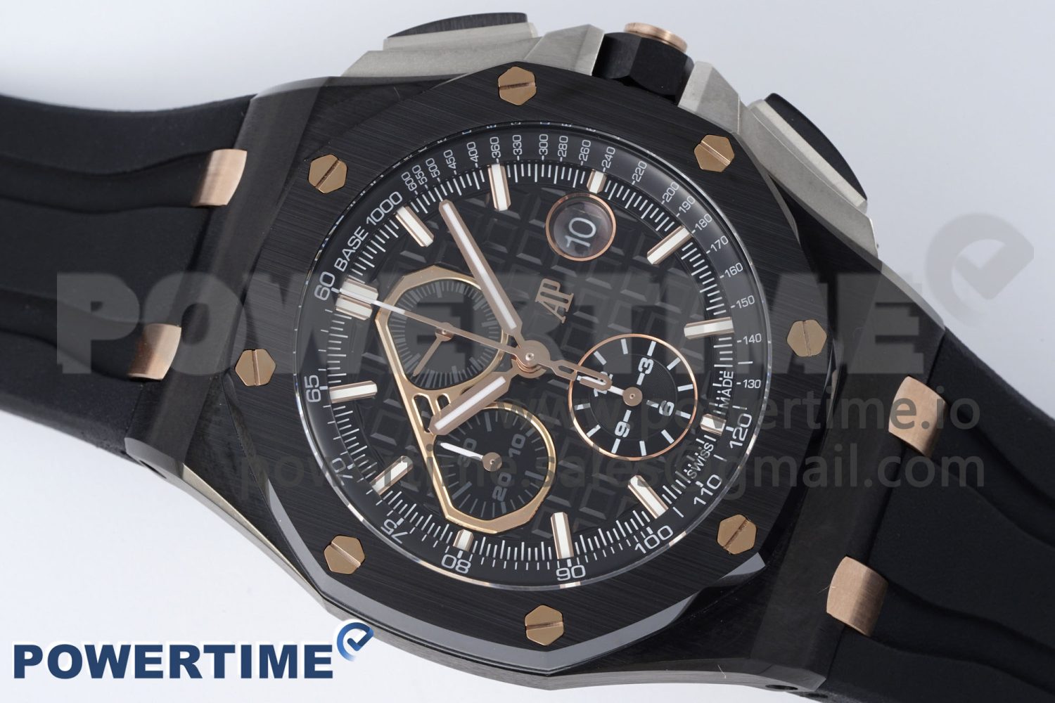 Royal Oak Offshore 44mm Real Ceramic APF 1:1 Best Edition Black Dial RG Markers on Rubber Strap A3126 - Image 3
