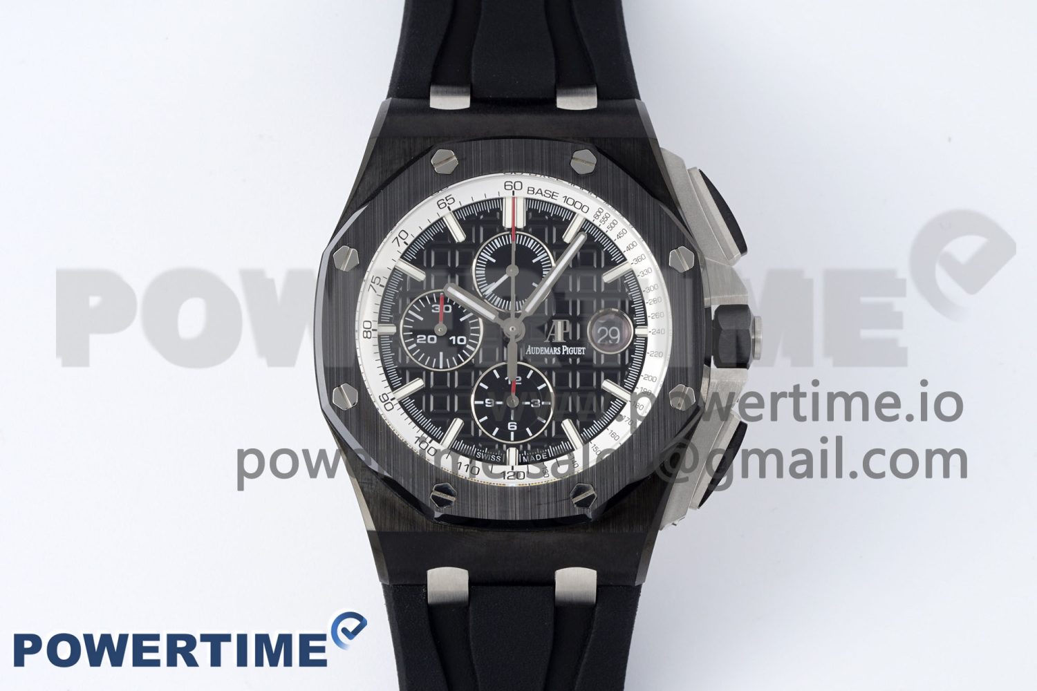Royal Oak Offshore 44mm Real Ceramic APF 1:1 Best Edition Black Dial White Inner Bezel on Rubber Strap A3126 - Image 1