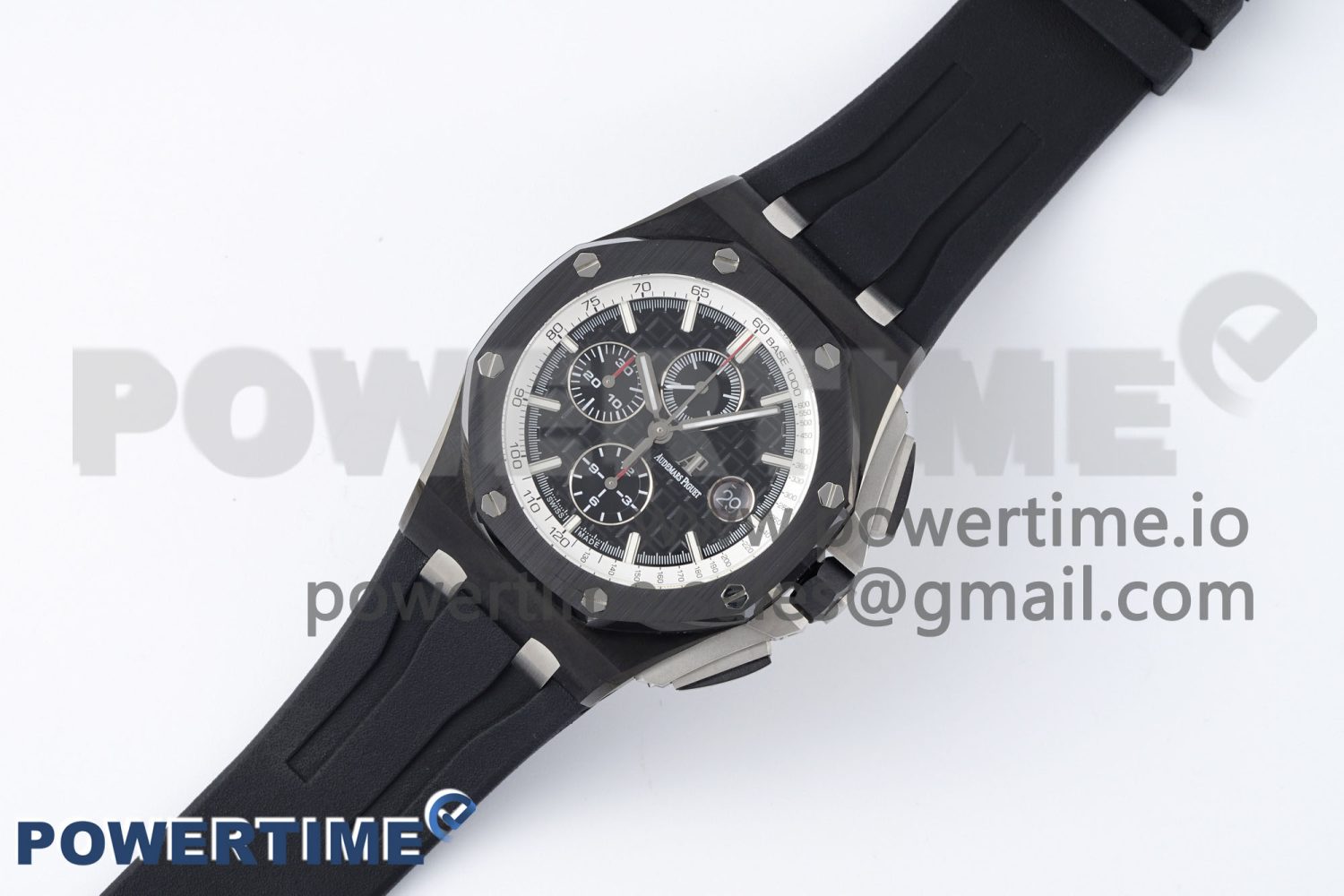 Royal Oak Offshore 44mm Real Ceramic APF 1:1 Best Edition Black Dial White Inner Bezel on Rubber Strap A3126 - Image 2