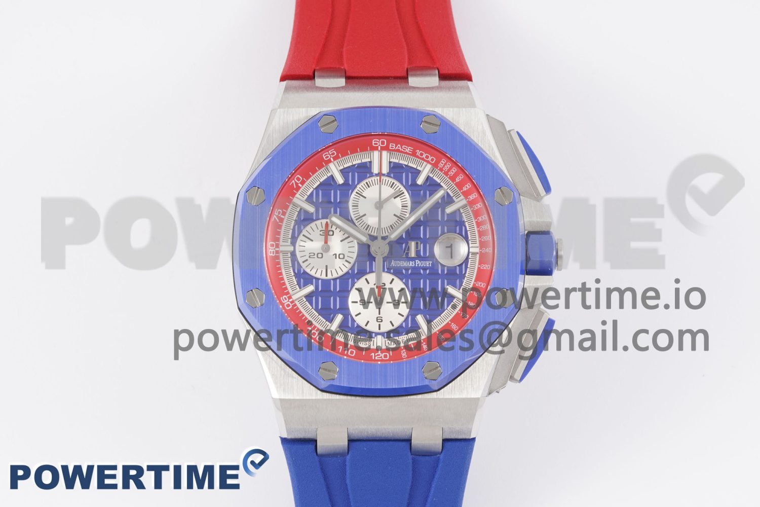 Royal Oak Offshore 44mm Blue Ceramic Bezel APF 1:1 Best Edition Blue/Red Dial on Blue/Red Rubber Strap A3126 V2 - Image 1