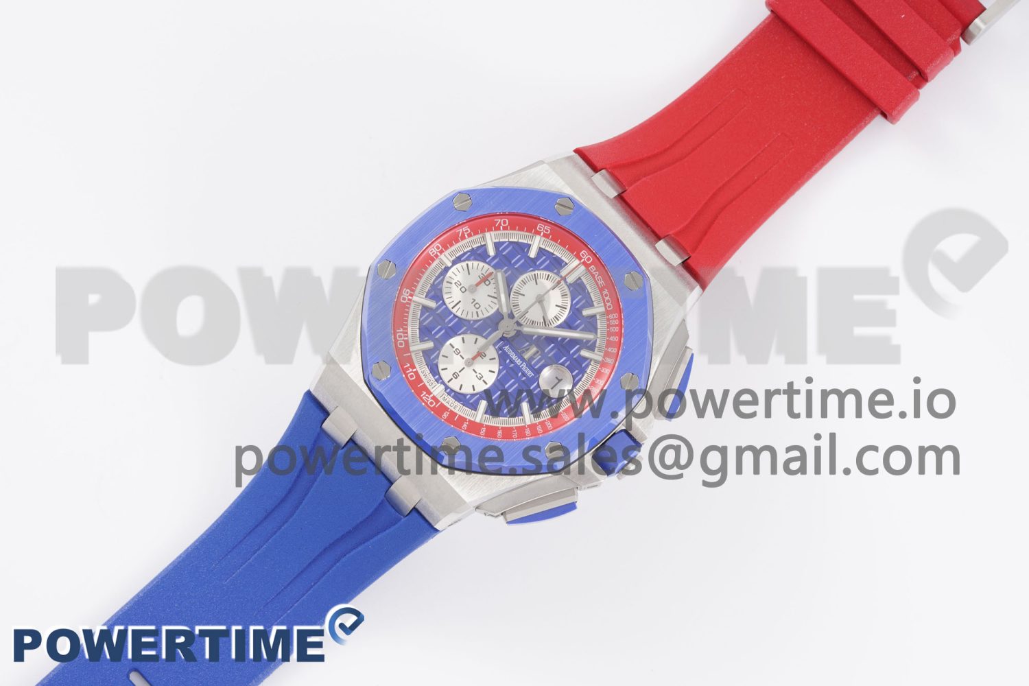 Royal Oak Offshore 44mm Blue Ceramic Bezel APF 1:1 Best Edition Blue/Red Dial on Blue/Red Rubber Strap A3126 V2 - Image 2