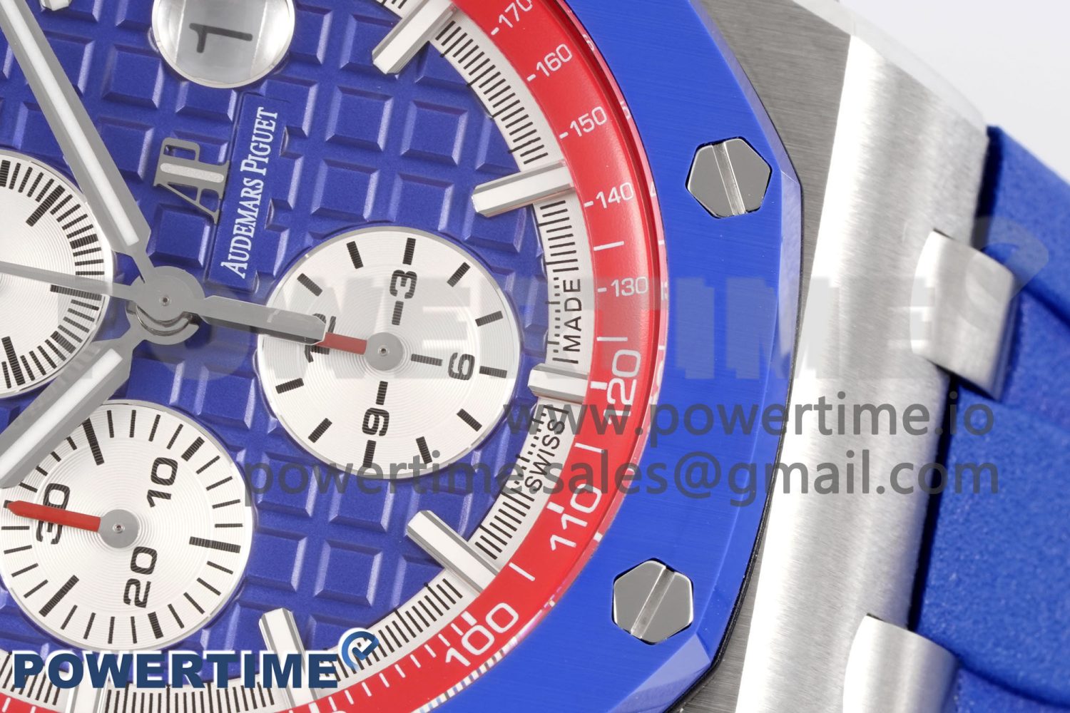 Royal Oak Offshore 44mm Blue Ceramic Bezel APF 1:1 Best Edition Blue/Red Dial on Blue/Red Rubber Strap A3126 V2 - Image 5