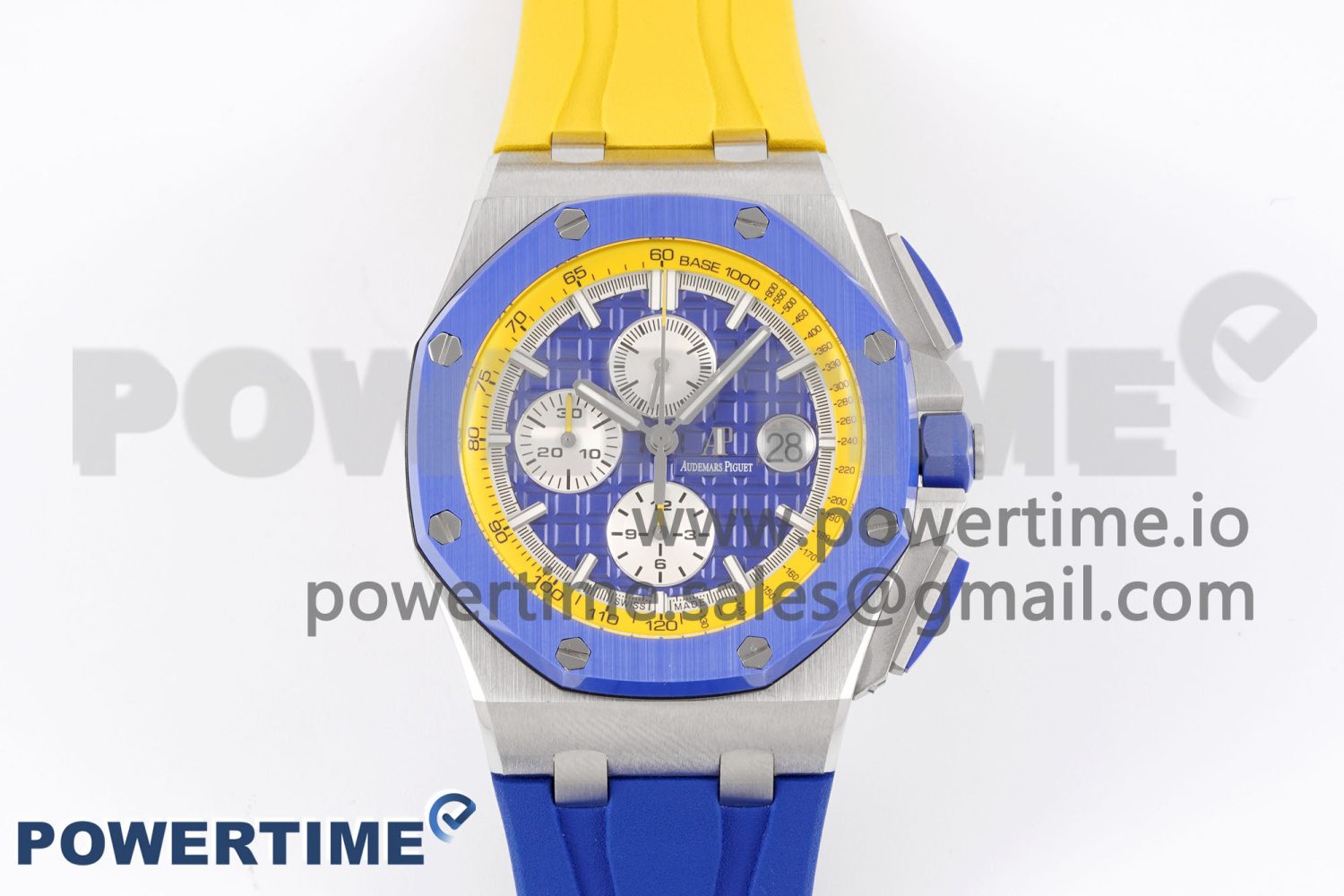 Royal Oak Offshore 44mm Blue Ceramic Bezel APF 1:1 Best Edition Blue/Yellow Dial on Blue/Yellow Rubber Strap A3126 V2 - Image 1