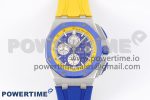 Royal Oak Offshore 44mm Blue Ceramic Bezel APF 1:1 Best Edition Blue/Yellow Dial on Blue/Yellow Rubber Strap A3126 V2