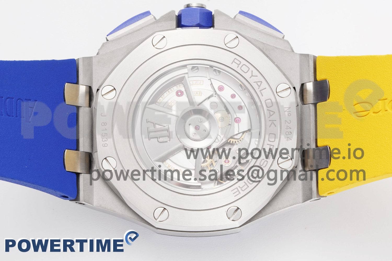 Royal Oak Offshore 44mm Blue Ceramic Bezel APF 1:1 Best Edition Blue/Yellow Dial on Blue/Yellow Rubber Strap A3126 V2 - Image 8