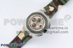 Royal Oak Offshore 44mm SS Green Ceramic Bezel APF 1:1 Best Edition Cream Dial on Camo Rubber Strap A3126 - Image 2