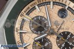 Royal Oak Offshore 44mm SS Green Ceramic Bezel APF 1:1 Best Edition Cream Dial on Camo Rubber Strap A3126 - Image 4