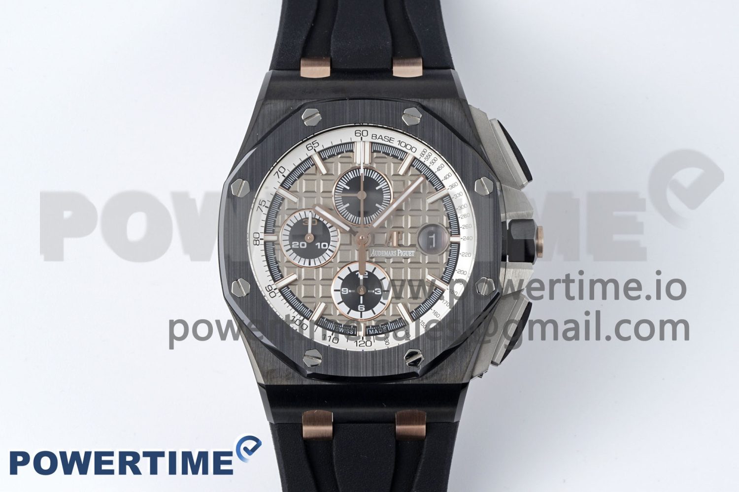 Royal Oak Offshore 44mm Black Ceramic Case APF 1:1 Best Edition Gray/White Dial on Black Rubber Strap A3126 - Image 1
