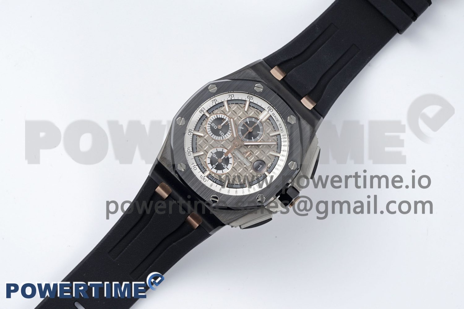 Royal Oak Offshore 44mm Black Ceramic Case APF 1:1 Best Edition Gray/White Dial on Black Rubber Strap A3126 - Image 2