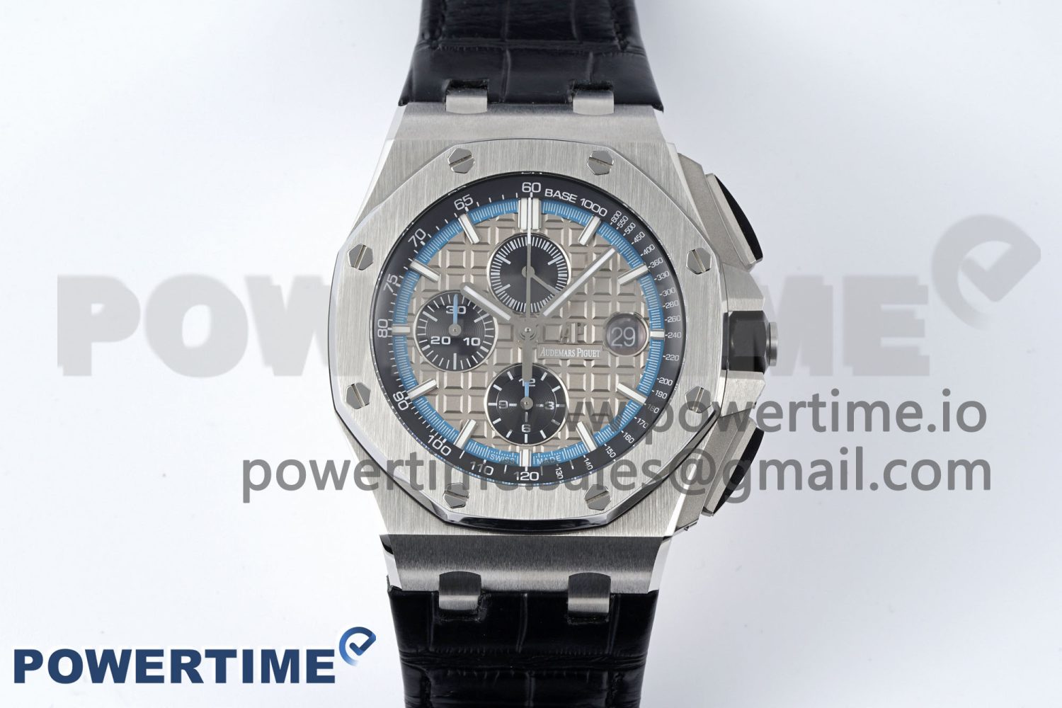 Royal Oak Offshore 44mm SS APF 1:1 Best Edition Gray/Blue Dial on Black Leather Strap A3126 - Image 1