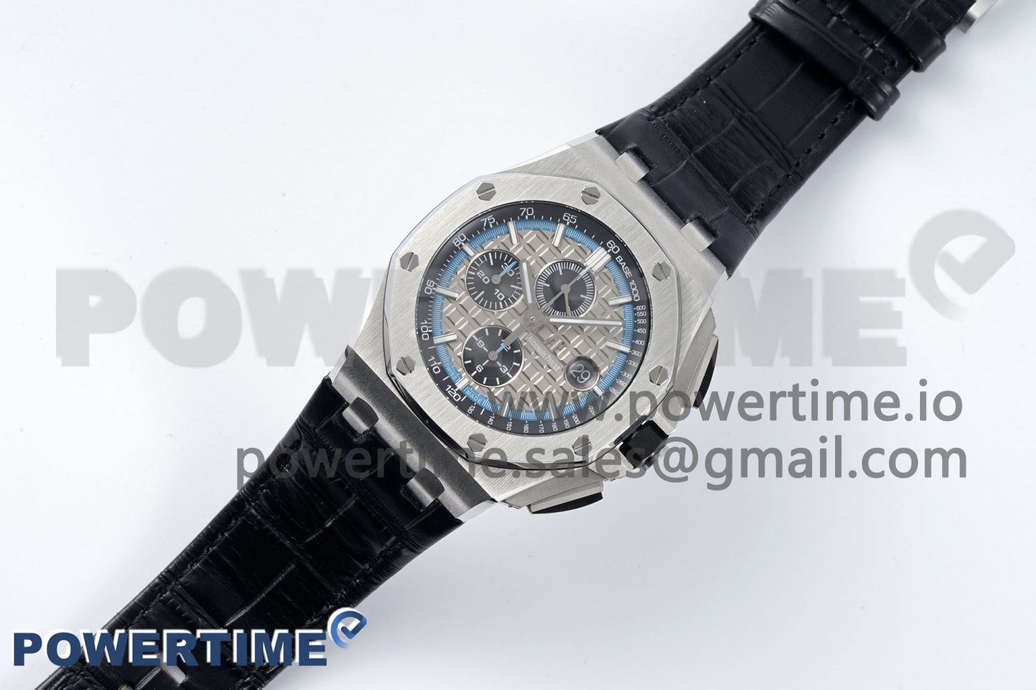 Royal Oak Offshore 44mm SS APF 1:1 Best Edition Gray/Blue Dial on Black Leather Strap A3126 - Image 2