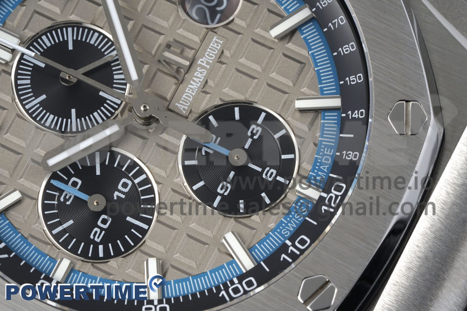 Royal Oak Offshore 44mm SS APF 1:1 Best Edition Gray/Blue Dial on Black Leather Strap A3126 - Image 5