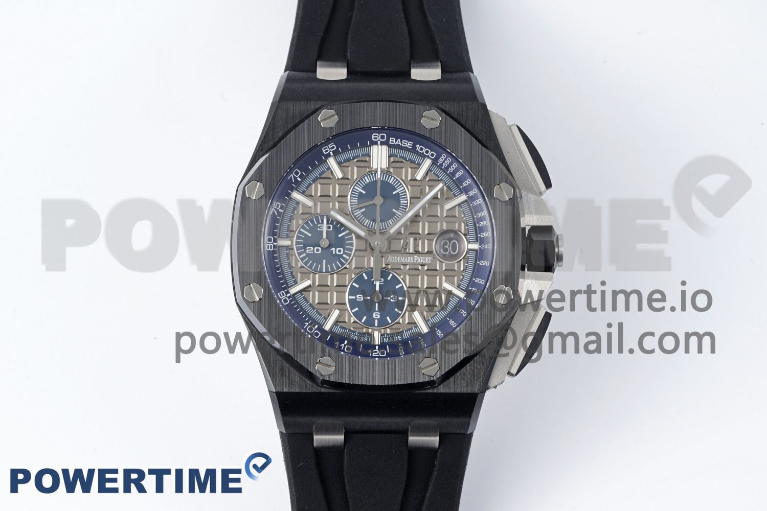 Royal Oak Offshore 44mm Black Ceramic Case APF 1:1 Best Edition Gray/Blue Dial on Black Rubber Strap A3126 - Image 1